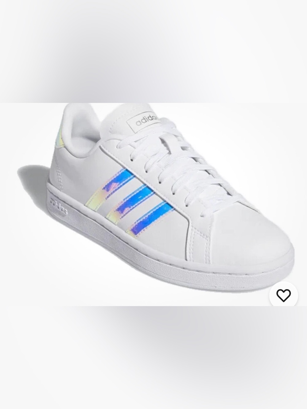 adidas White Sneakers with Iridescent 3-Stripes SZ. 8.5